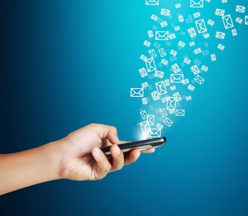 A phone with blue bakcground