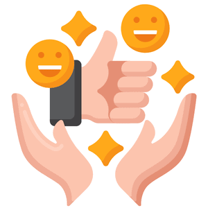 Hands, happy emojis and thumbs up symbol