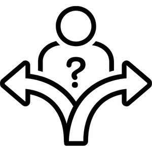 Person choosing between two routes